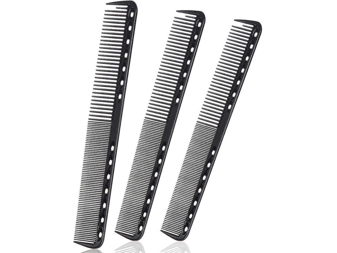Peine de corte fino de 3 piezas, peine de resina resistente al calor (negro)