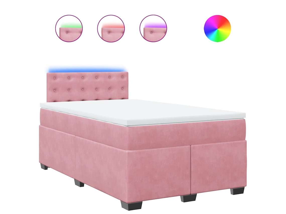 Maison Exclusive - Cama Box Spring Con Colchón Terciopelo Rosa 120x190 Cm