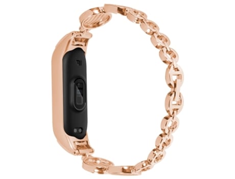 Correa de acero inoxidable diseño de ondas de agua para Xiaomi Mi Band 3/4 - oro rosa