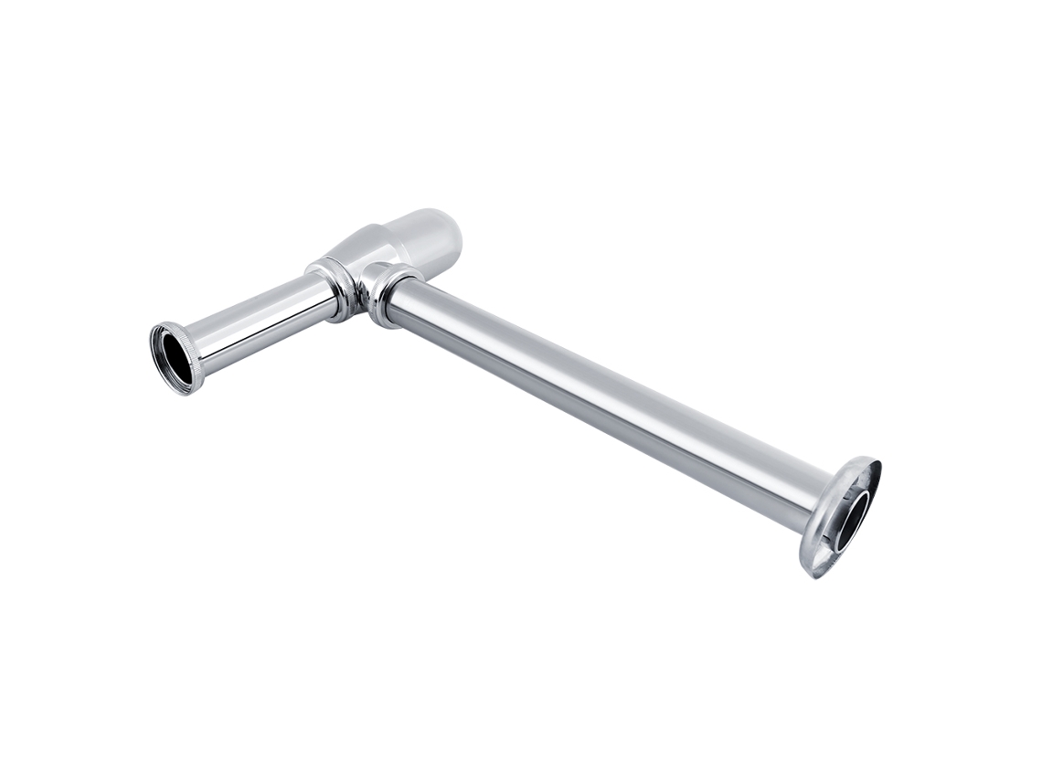 Tubo de fregadero cromado de aleación de zinc con sifón redondo para baño y cocina