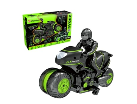 Motocicleta de Línea Lateral, Juguete Teledirigido de La Deriva Del Coche Del Truco Verde Negro