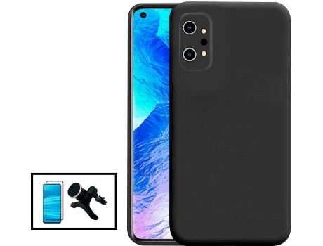 Kit Protector de Cristal Templado 5D Full Cover, Funda Silicona Liquida y Soporte Magnético Reforzado de Coche Realme GT Neo2 PHONECARE Negro