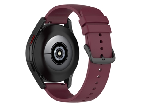 Correa de Silicona 20mm ajustable para Samsung Galaxy Watch 5 Pro 45mm/Huami Amazfit Bip 3/3 Pro - hebilla negra/vino rojo
