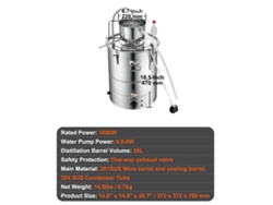 Destilador de alcohol, sistema eléctrico, gran capacidad, 30 litros.