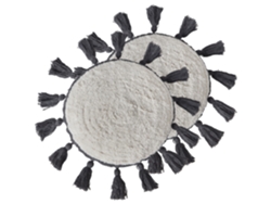 Lote de 2 cojines decorativos con borlas BELIANI Thistle de Algodón Blanco 40x40x4