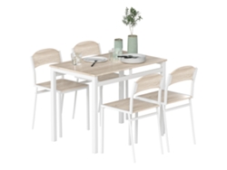 Conjunto De Mesa De Comedor Moderna Con 4 Sillas, Estructura Metálica, Para Espacios Pequeños, Color Blanco.