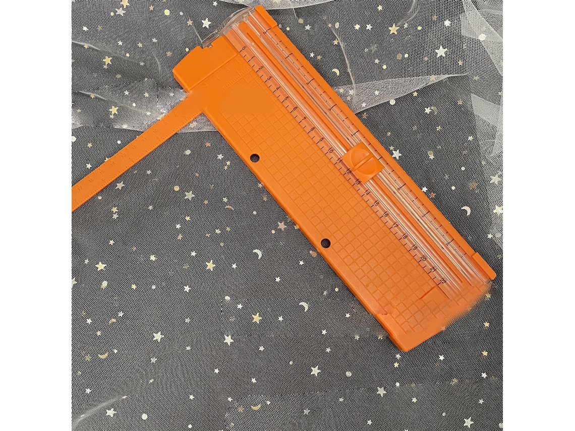 Mini Cuchilla Plegable, Acero Al Carbono, Sin Burbujas, Escala Transparente, Para Scrapbooking, Naranja.