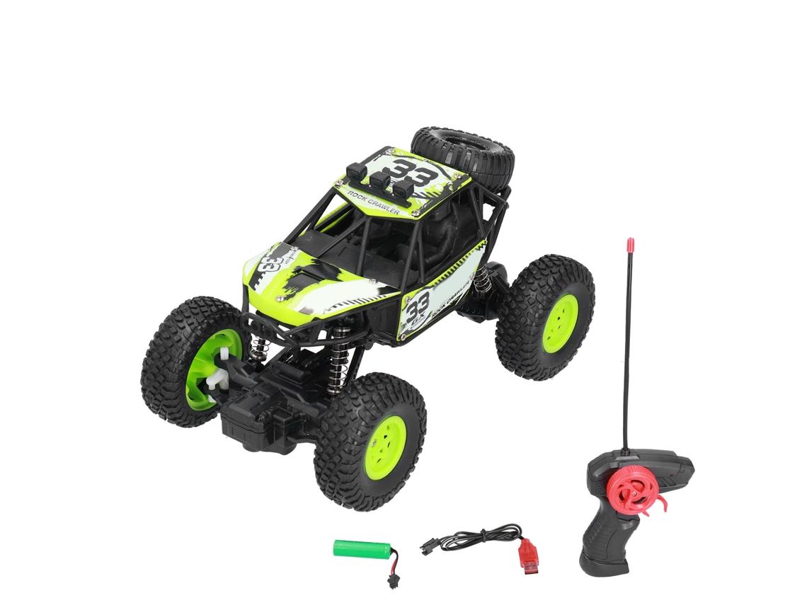 Coche De Control Remoto Estable Potente 70m Resistente Respuesta Rápida Para Niños +3 Años Verde
