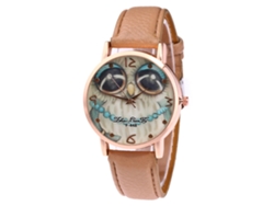Reloj De Cuarzo Unisex Con Correa De Cuero Pu Moda Casual Dial Personalidad Café Claro