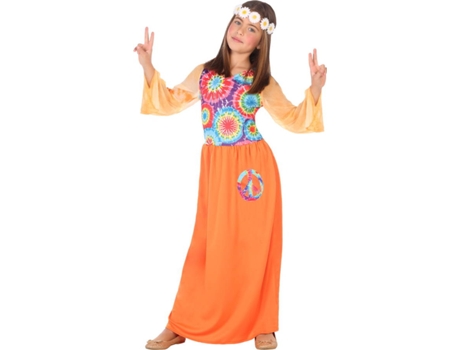 Disfraz de Niña DISFRAZZES Hippie De La Paz Naranja (Talla: 3 a 4 años)