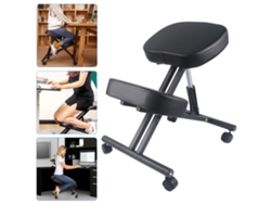 Silla ergonómica de rodillas, de acero, altura ajustable de 50 a 60 cm, dimensiones: 70 x 46 cm, cuatro ruedas para mayor movilidad, color negro OEM.