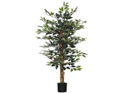 Planta de ficus artificial con tronco, ramas, enredaderas, líquenes y hojas, extremadamente realista, maceta incluida, altura 1,3 m. VISTA