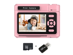 Cámara instantánea Eifson D15 con pantalla IPS de 2,4 pulgadas, tarjeta de 32 GB y lector de tarjetas (rosa)