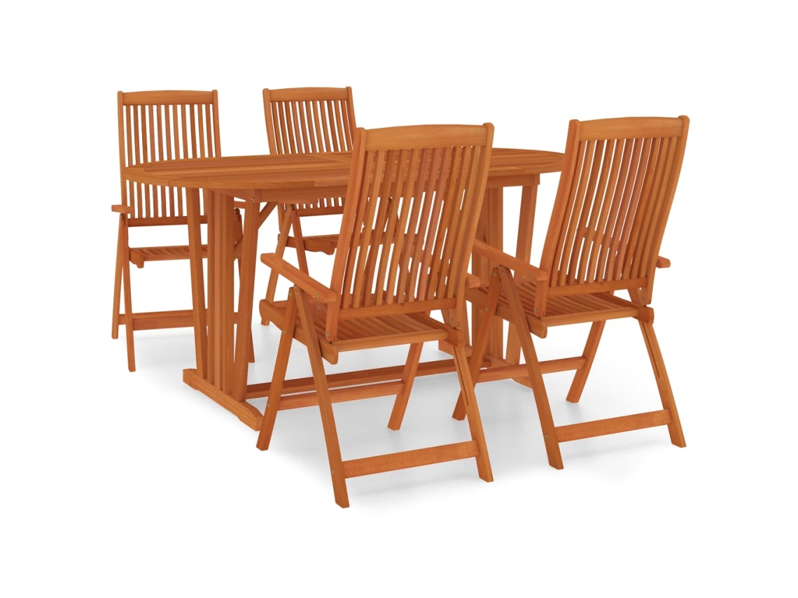 Conjunto 5 de comedor para jardín VIDAXL madera maciza de eucalipto
