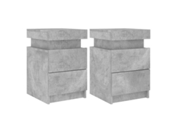 Juego de 2 mesitas de noche Maison Exclusive con luces LED, 35x39x55 cm, en color gris cemento.