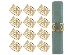 12 Anillos Dorados Para Servilletas, Accesorios De Mesa Para Cenas, Cumpleaños, Navidad Y Fiestas.
