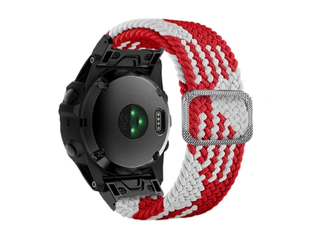 Correa de nailon 22mm con hebilla para Garmin Fenix 7/Epix/Instinct 2/Approach S62/Fenix 5 - rojo/blanco