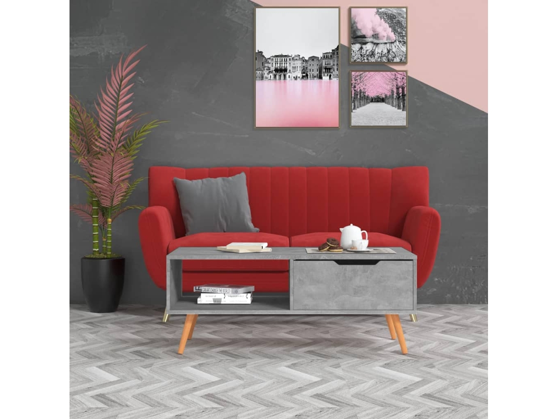 Mesa de Centro Apoyo 100X49,5X43 cm Aglomerado Gris Cemento