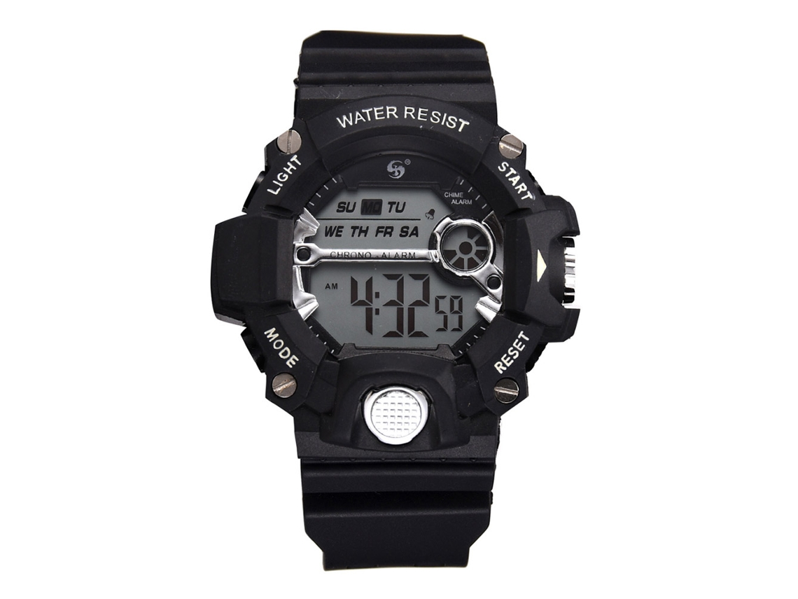 Reloj Deportivo Electrónico Para Hombre, Estilo Estudiantil, Resistente Al Agua Hasta 30 M, Correa De Caucho Blanca.