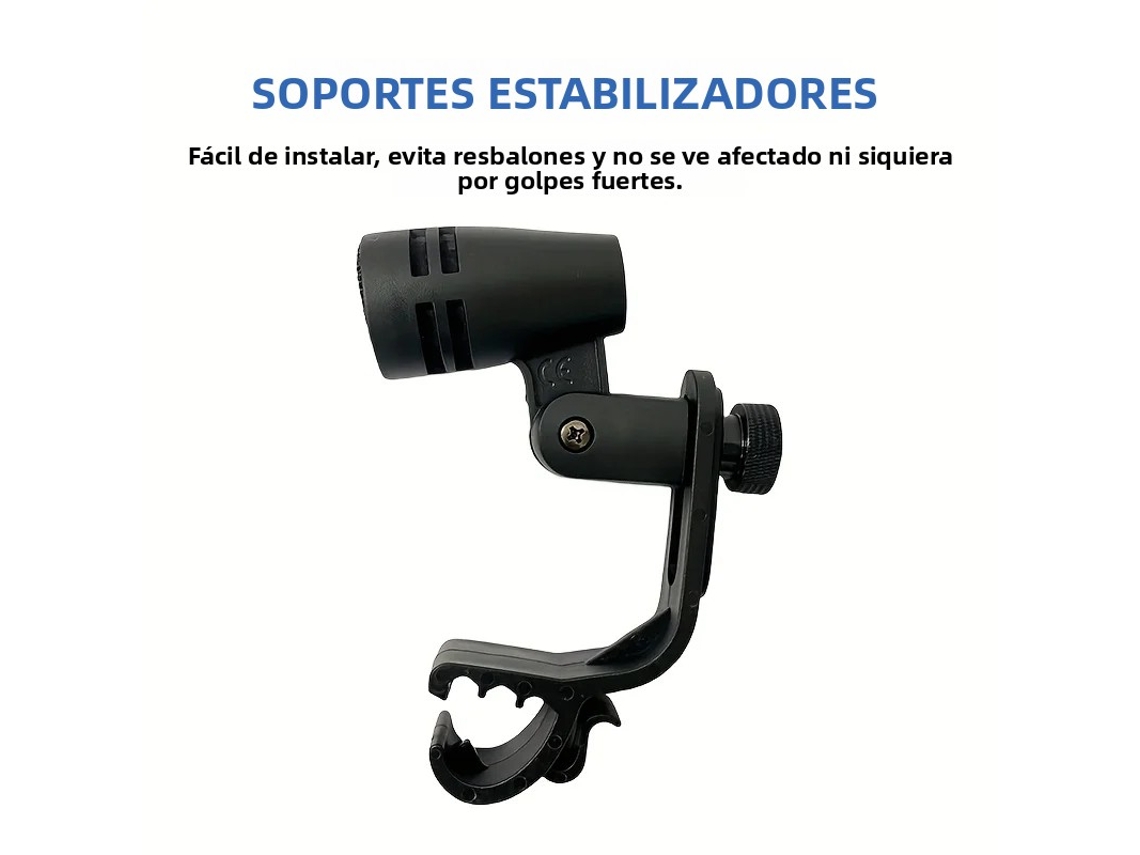 Micrófono para batería con monitor de frecuencia cardíaca, pinza y soporte articulado. Mdug