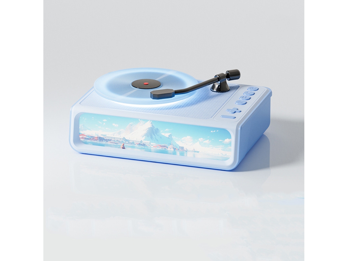 Altavoz Bluetooth MDUG para aromaterapia, reproductor de vinilo y luz nocturna (azul cielo)