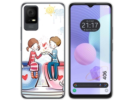 Funda Silicona para TCL 406 diseño Café Dibujos