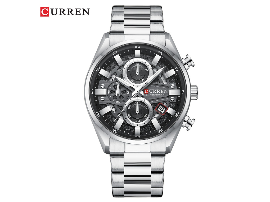 Reloj de pulsera multifuncional para hombre, ideal para negocios, con correa de acero inoxidable, resistente al agua, calendario y diseño elegante. MDUG
