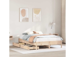 Estructura De Cama Sin Colchón Madera Maciza De Pino 135x190 Cm
