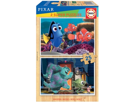 Puzzle EDUCA 2x Super Puzzle 25 Madera Pixar (Edad Mínima: 3 Años - 50 Piezas)