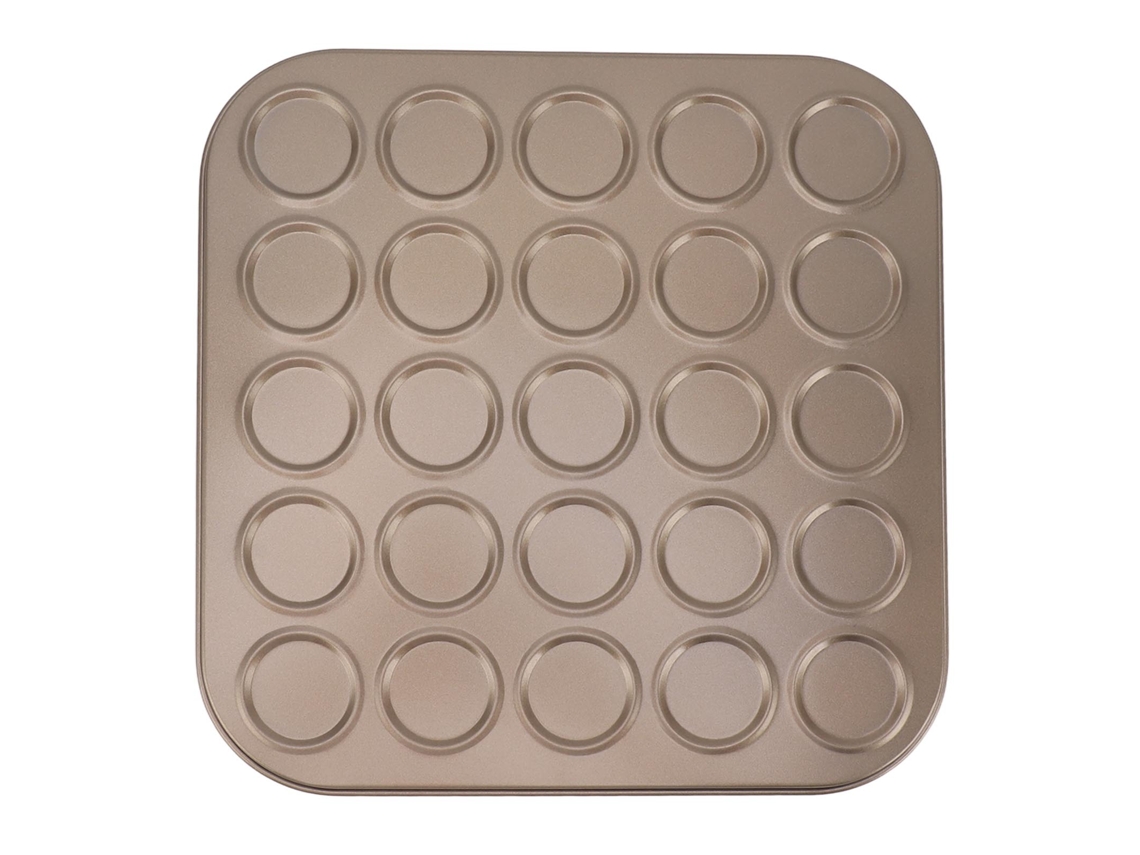 Molde Para Magdalenas Y Macarons De Acero Carbono Dorado Con 25 Huecos Para Horno