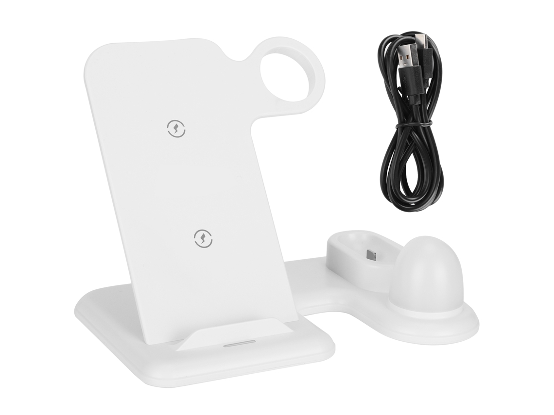 Cargador Inalámbrico 4 En 1 Blanco Multifuncional Para Teléfonos, Relojes Y Auriculares Soporte