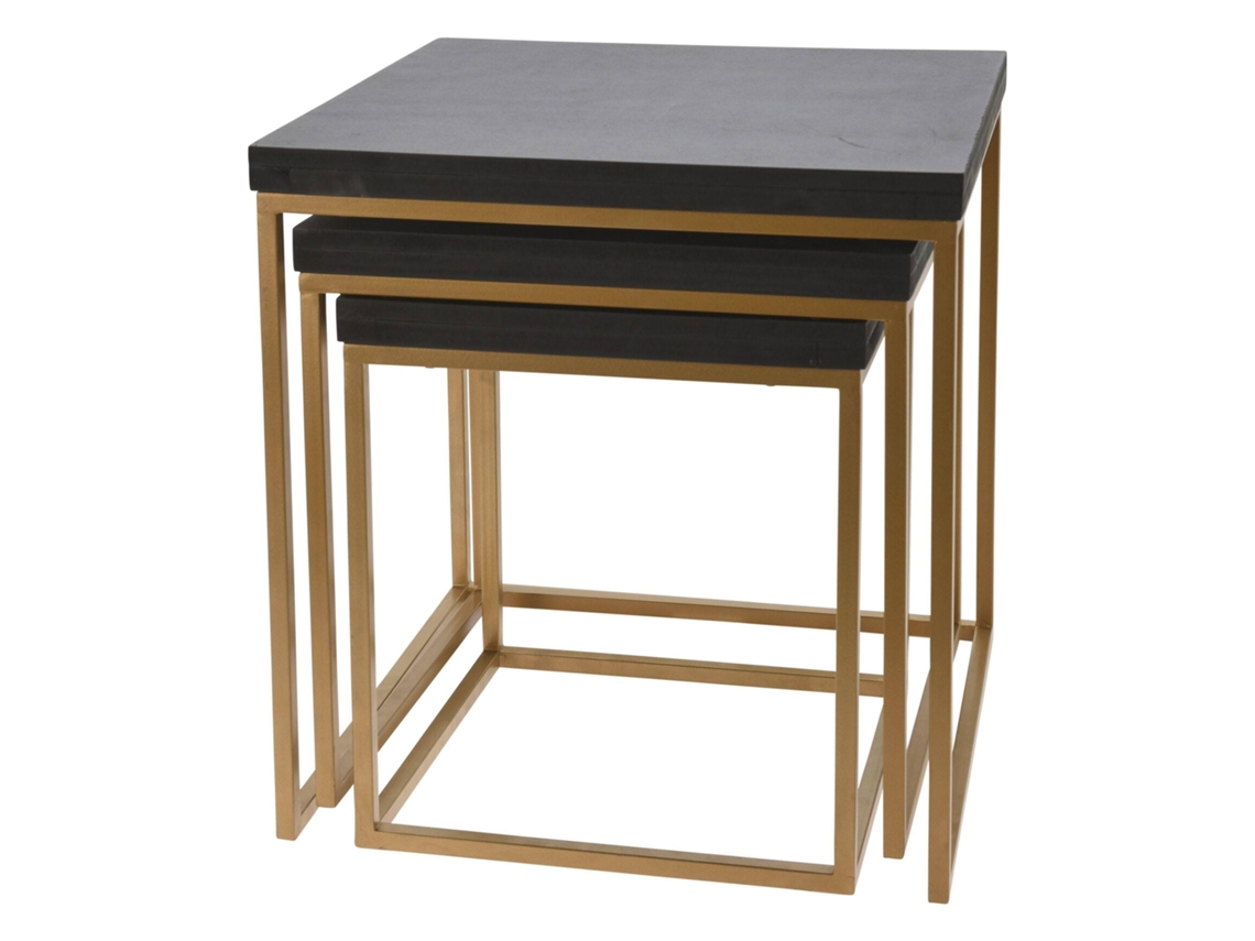 Juego de 3 Bancos de Madera y Metal WELLHOME