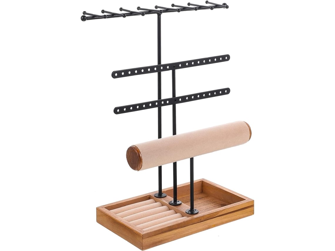 Organizador De Joias Multifuncional De Madeira Nuobesty, Suporte Decorativo Para Colares E Pulseiras.