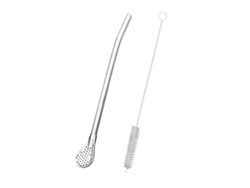 Cuchara de paja multifuncional de acero inoxidable desmontable para cócteles, café y té con leche.