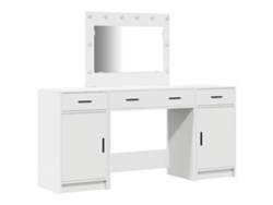 Mesa Tocador | Mesa De Vestidor Con Luces De Espejo 3 Uds Madera De Ingeniería