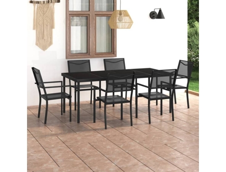 Conjunto 7 de comedor para jardín VIDAXL acero
