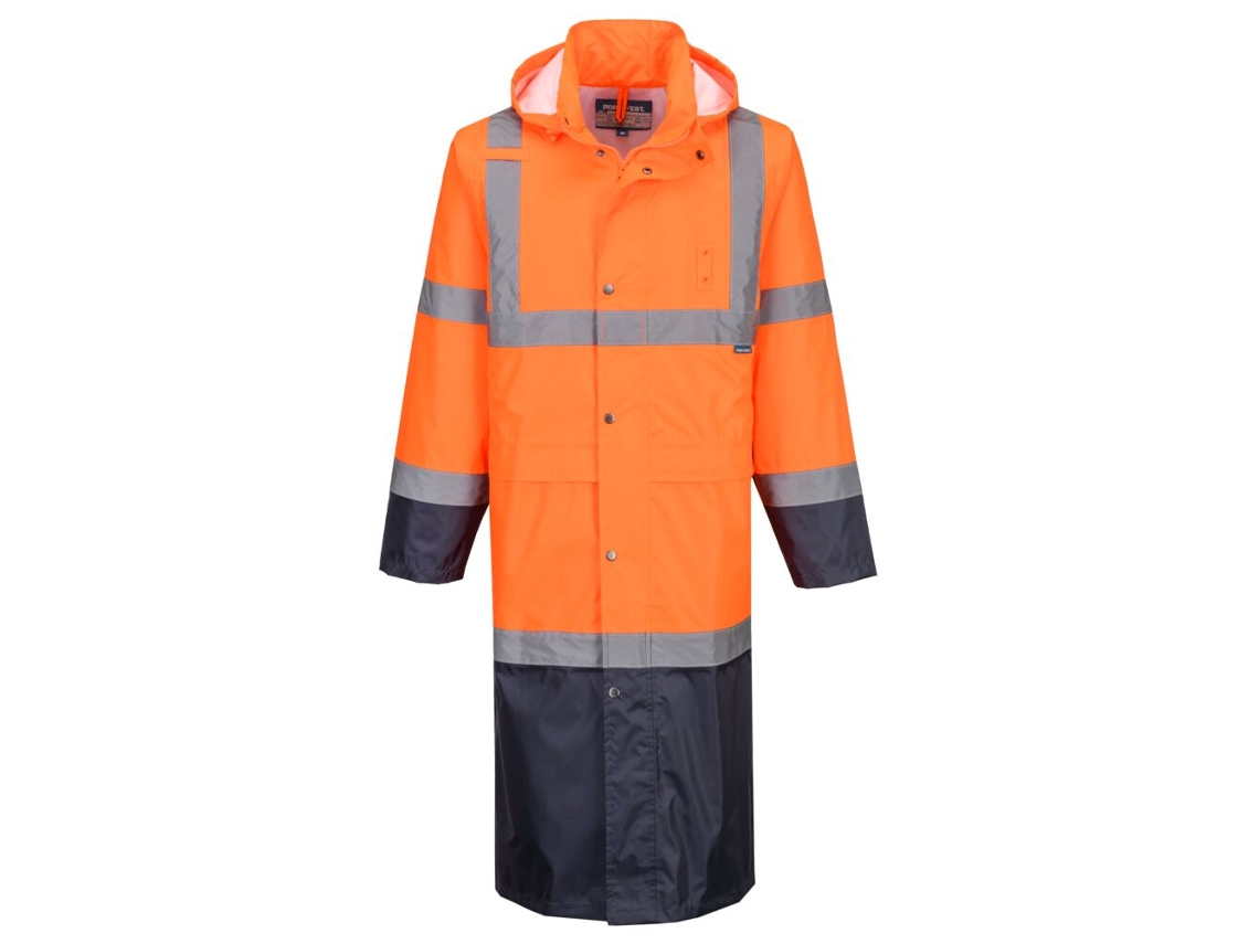 Impermeable De Trabajo Alta Visibilidad 122 Cm | Lluvia Naranja/marino / 5xl