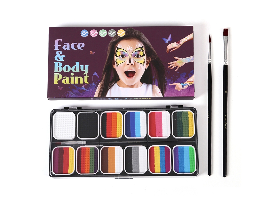 Kit Profesional De Pintura Facial Con Pinceles, Pinturas Seguras Y No Tóxicas Activadas Con Agua Para Halloween, Cosplay Y Carnaval.