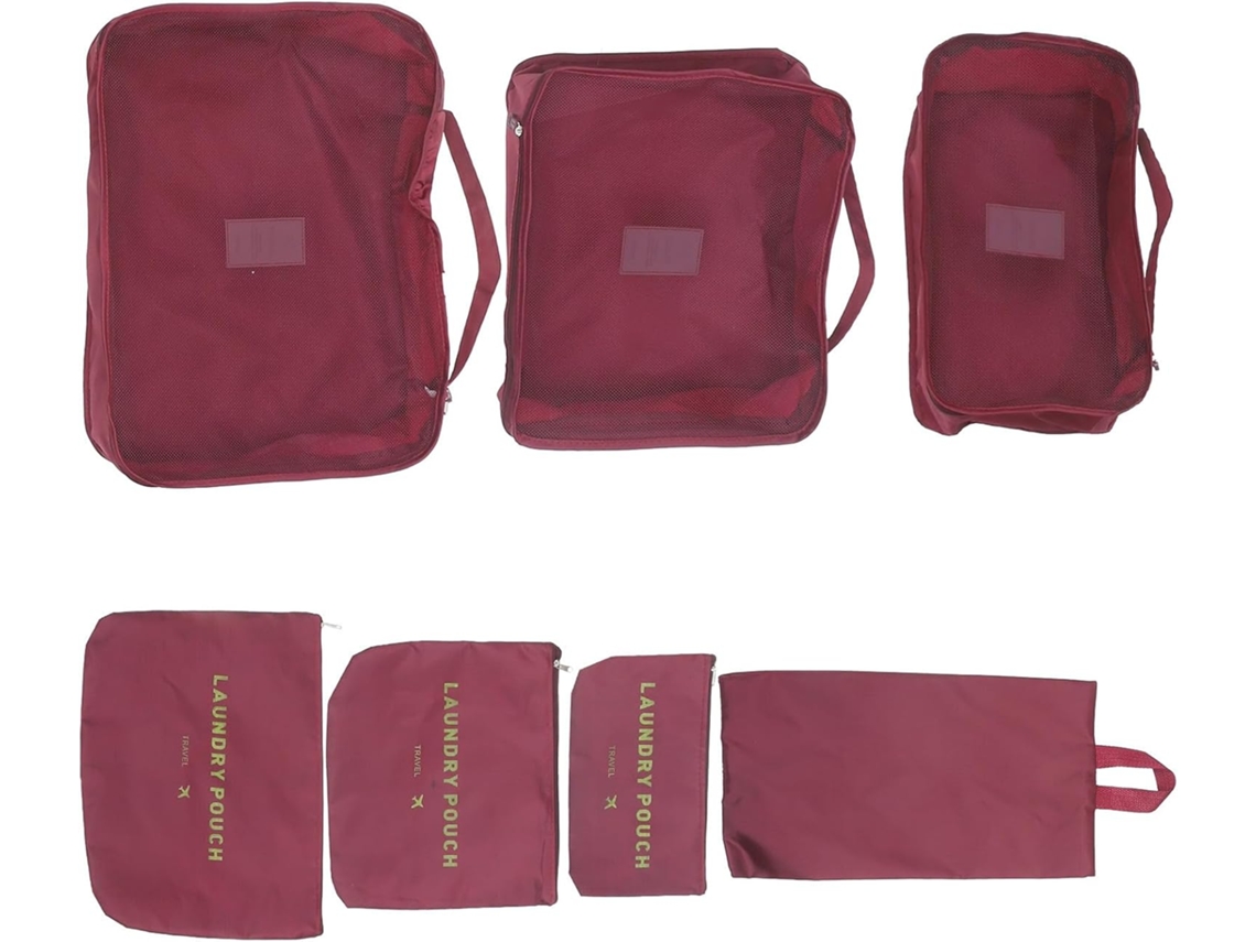Juego De 7 Cubos Organizadores De Equipaje De Tela Oxford Morada Con Práctica Cremallera.