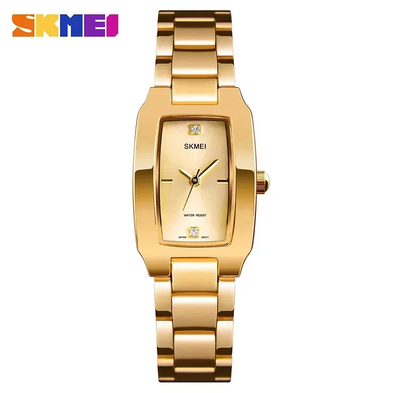 Reloj De Cuarzo Para Mujer (dorado), Reloj Ultradelgado Y A La Moda, Resistente Al Agua Con Diamantes De Imitación Para Mujer.