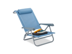 Relaxdays Tumbona Plegable Con Reposacabezas, Abrebotellas, Reposabrazos Ajustable, Plástico, Acero, 120 Kg, Azul