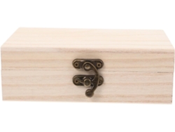 Rectangular Madera Pintar Cerradura Pequeña Almacenamiento Diy Paulownia Cofre Tesoro Hecho Joyas Recuerdos