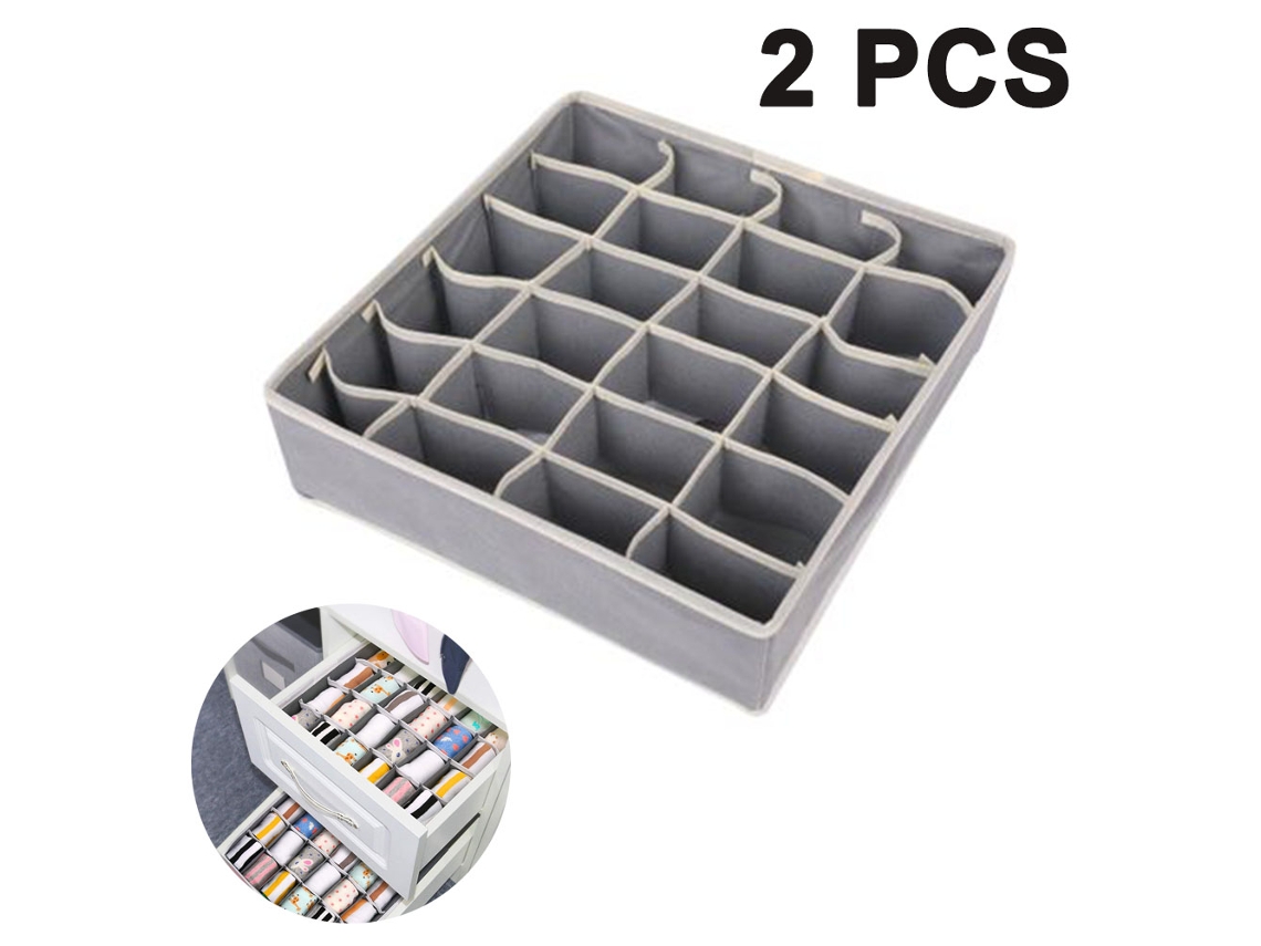 Cajas de Almacenamiento Juego de 2 Cajas con 24 Divisiones para Ropa Interior y Accesorios Kofihety