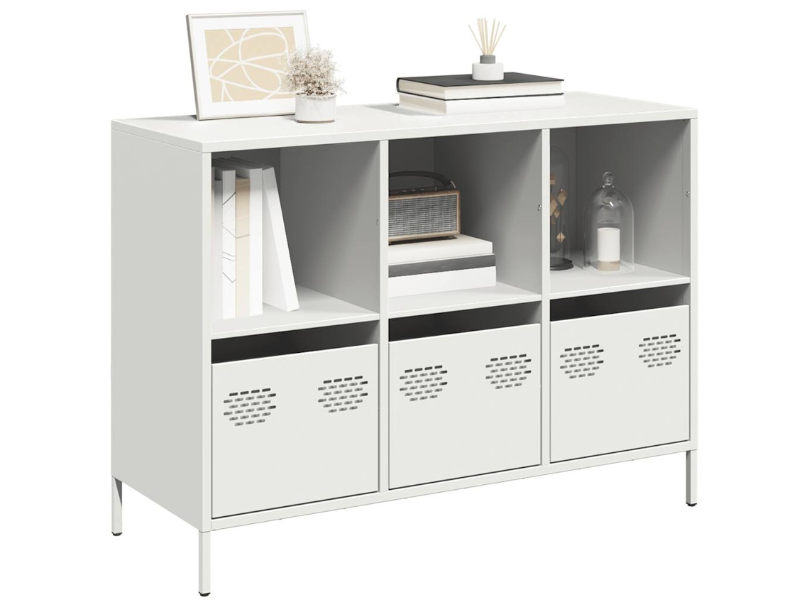 Aparador | Mueble De Comedor | Buffet De Acero Laminado En Frío Blanco 101,5x39x73,5 Cm Wsd73520
