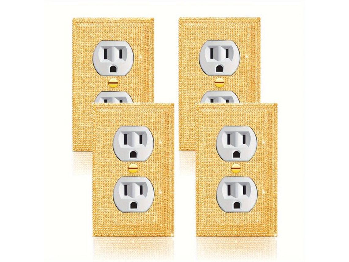 3/4 piezas de cubierta de interruptor de pared de oro brillante con circonitas vayotoy