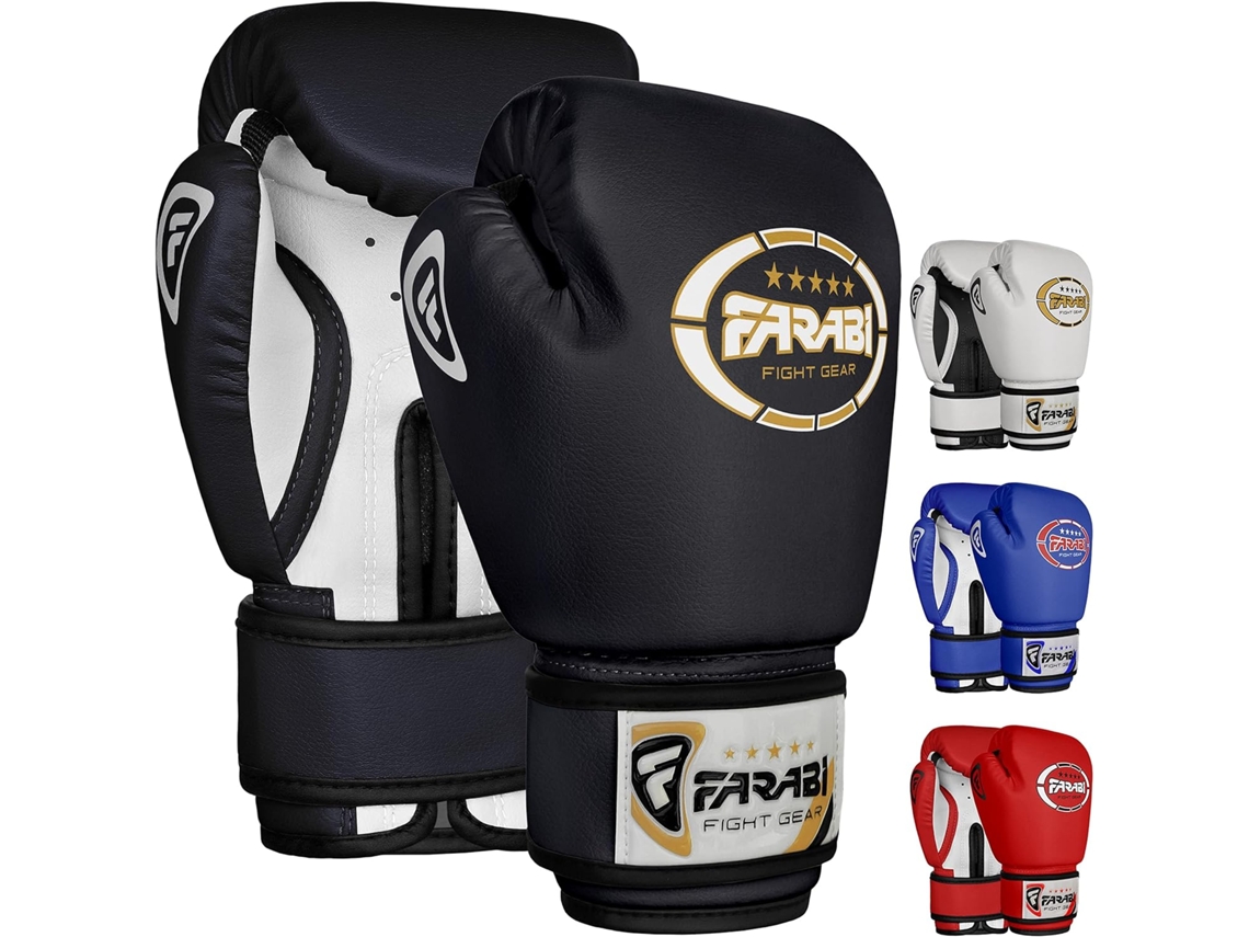 Guantes De Boxeo Para Niños - Negro - Farabi Sports, Guantes Júnior Para Muay Thai, Kickboxing, Sparring Y Entrenamiento Con Saco – 6 Oz