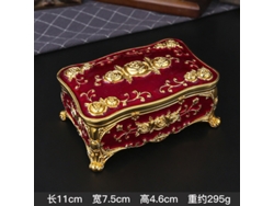 Joyero (dorado Y Rojo) Con Espejo - Caja Creativa Para Guardar Anillos, Collares Y Pendientes.