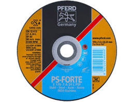 Disco De Desbaste PFERD Ejecución Embutición Central Psf Steelox (125-7 A24 L)