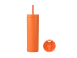 Botella De Agua Deportiva De Plástico Opaco De Doble Capa De 460 Ml Con Tapa De Pajita Naranja Para Actividades Deportivas Al Aire Libre.