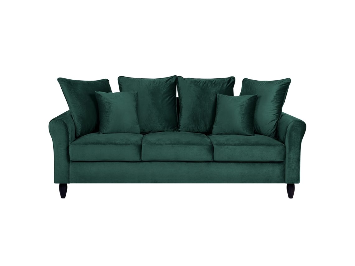 Sofá de 3 plazas BELIANI Bornholm de Terciopelo Verde 197x79x76